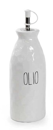 Bottiglie Olio & Aceto in Ceramica con Beccuccio in Acciaio – 8x19 cm Colore e Fantasia: OLIO, COLORE: BIANCO 