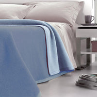 Coperta Pura Lana Matrimoniale Dobleface 450gr Cober Double Celeste