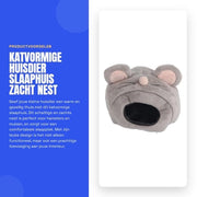 Letto per Hamster a forma di gatto - Riscaldabile - Decorativo - Nest di conforto per piccoli animali - Materiale soffice e lavabile