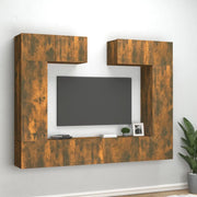 Set di Mobili Porta TV 6 pz Rovere Fumo in Legno Multistrato 3114467