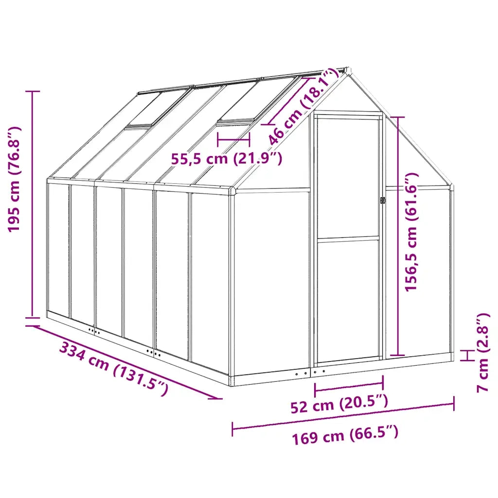 Telaio Serra con Base Antracite 334x169x195 cm in Alluminio 3266328