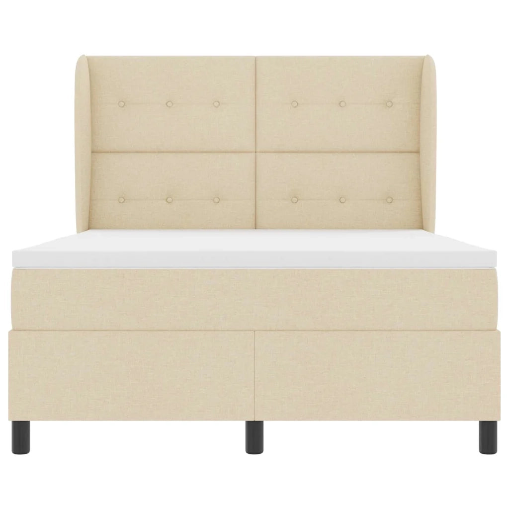 Letto a molle con materasso Crema 140 x 190 cm Tessuto 3340562