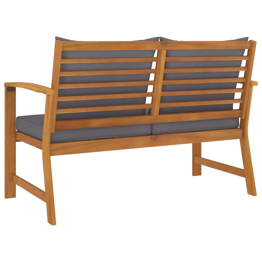 Panca da giardino mobili da esterno per patio mobili da terrazza e cuscino grigio scuro 120 x 60,5 x 81 cm legno massello di acacia 02_0011717
