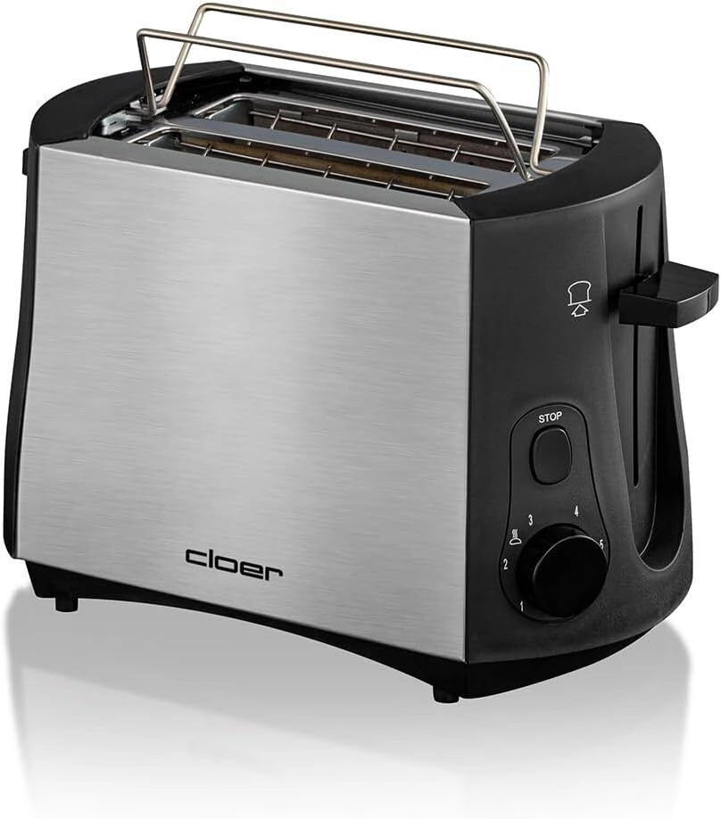 Cloer 3419 tostapane 2 fetta/e 900 W Nero, Acciaio inossidabile