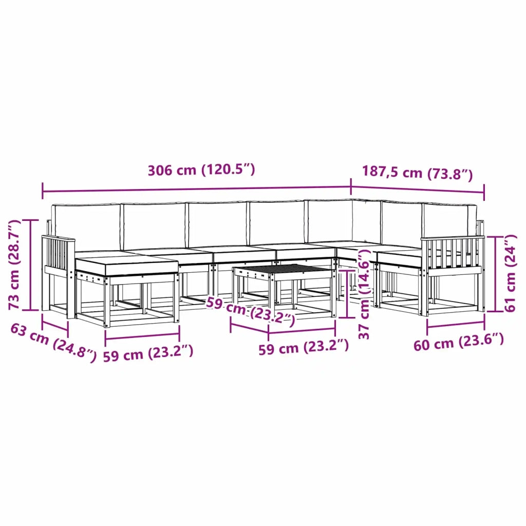 Set di divani da esterno 9 pz Bianco e Beige 3388082