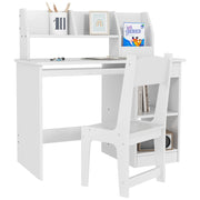 Sedia e Scrivania per Bambini ¨C zephmum ¨C Legno Bianco con Scaffale e Mensola