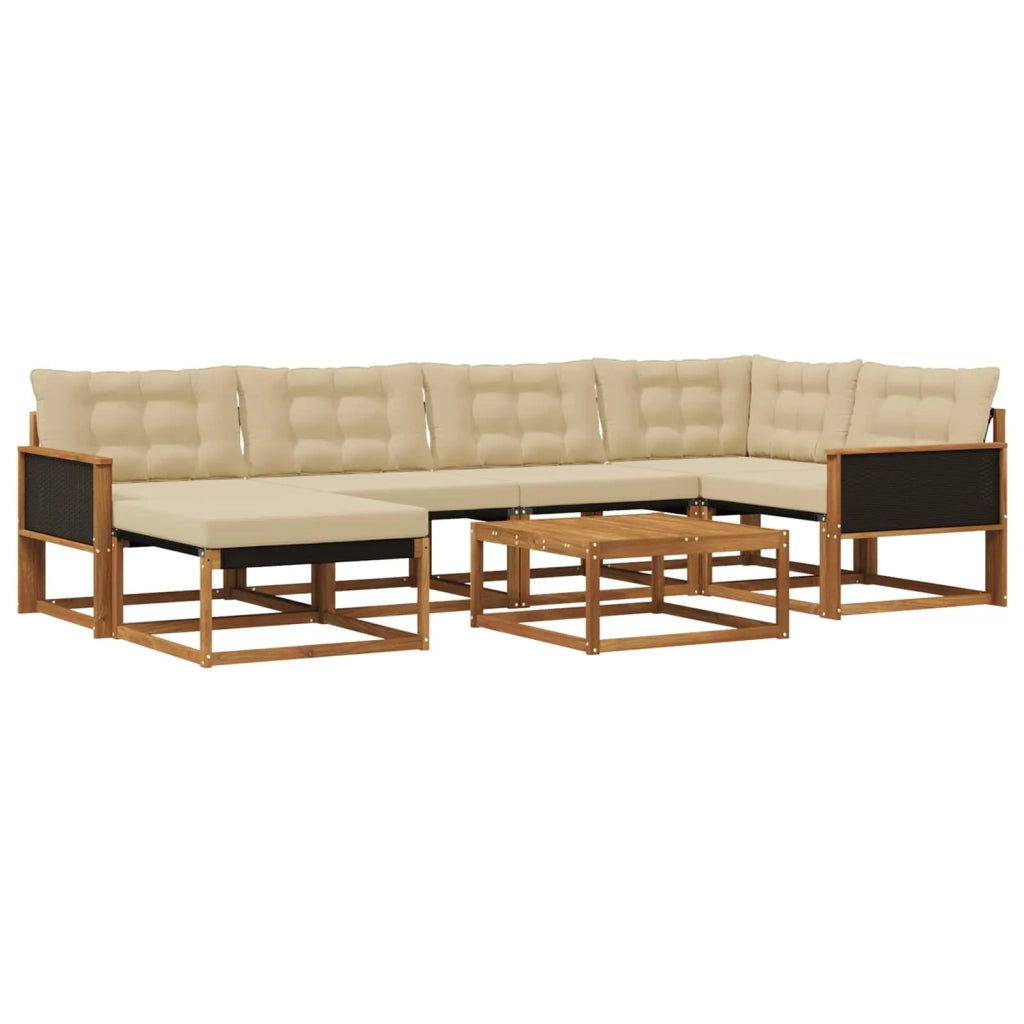 Set di divani da esterno con cuscino 7 pcs Naturale e Beige