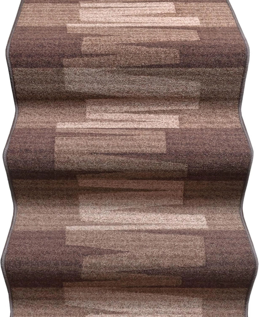 Passatoia Scala Bordata 67x450 cm Ingresso Corridoio Tappeto Cucina Gradini Zig Zag Marrone