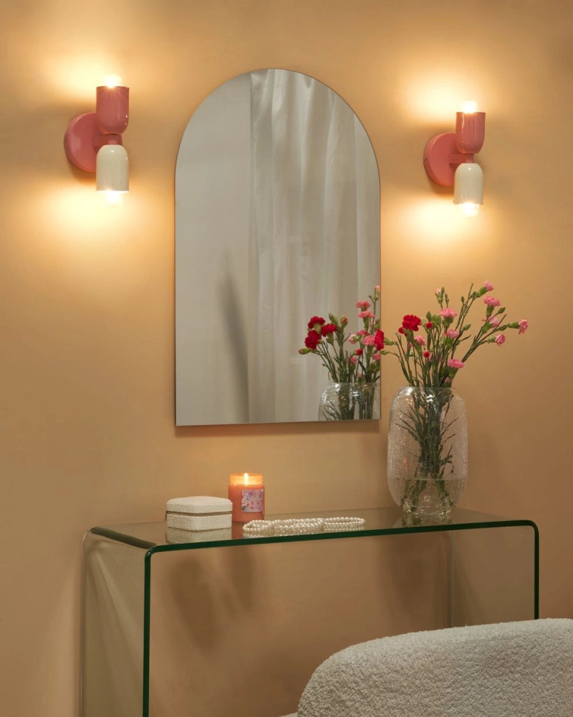 Set di 2 lampade da parete a due luci Up-Down Scones rosa