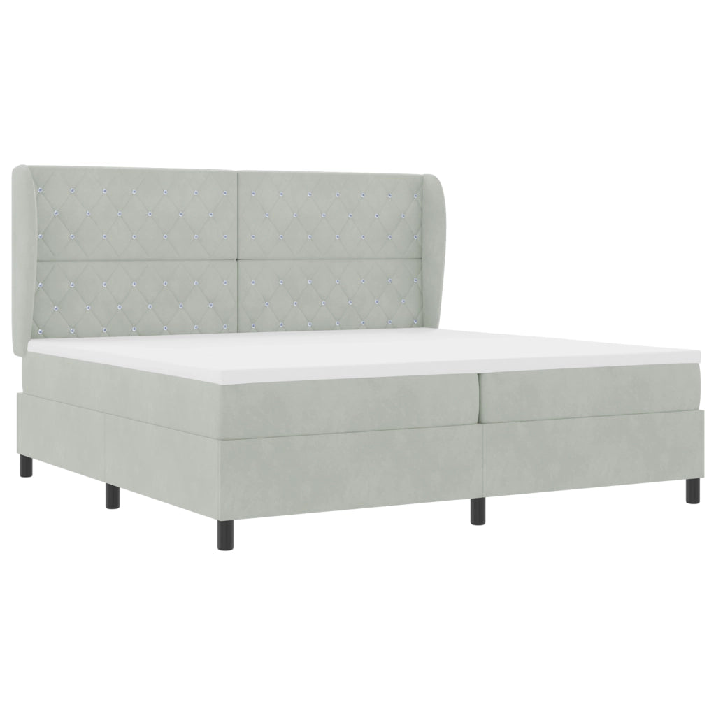 Letto Box Spring con Materasso Grigio Chiaro 200x200 cm Velluto