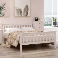 Letto Singolo dal Design Semplice, per Adulti e adolescenti, senza Materasso, 140x200 cm, Bianco