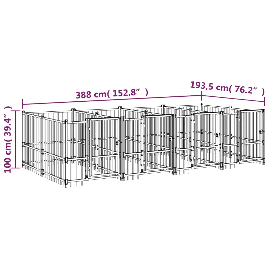 Gabbia per Cani da Esterno in Acciaio 7,51 m² 3124581