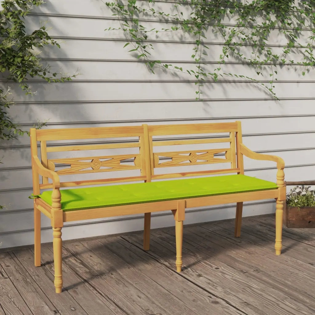 Panca da Giardino | Panchina Batavia Cuscino Verde Chiaro 150cm Legno Massello Teak