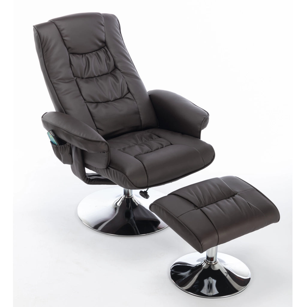 Poltrona Massaggiante con Poggiapiedi ¨C MINIMAL ¨C Similpelle Marrone, Relax Soggiorno