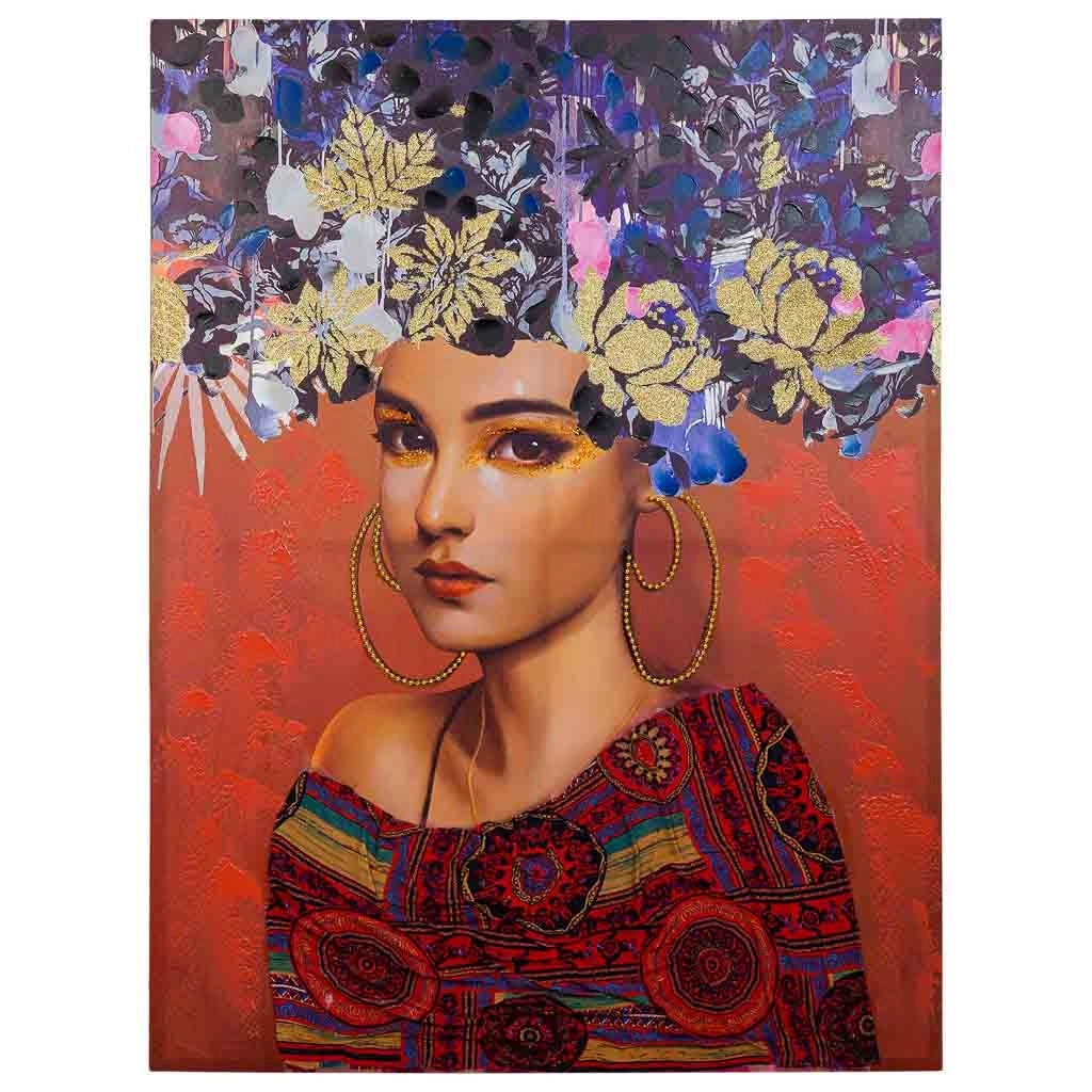 Quadro dipinto a mano con rilievo rosso 90x120x3h