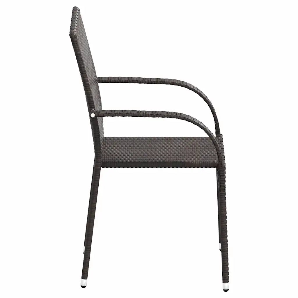 Sedie da Esterno Impilabili 4 pz in Polyrattan Marrone