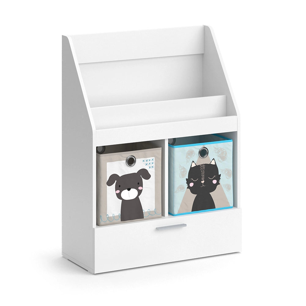 Vicco Libreria bambini Bianco 31.2 x 96.2 cm con cassetto e 2 scatole pieghevoli opt.3