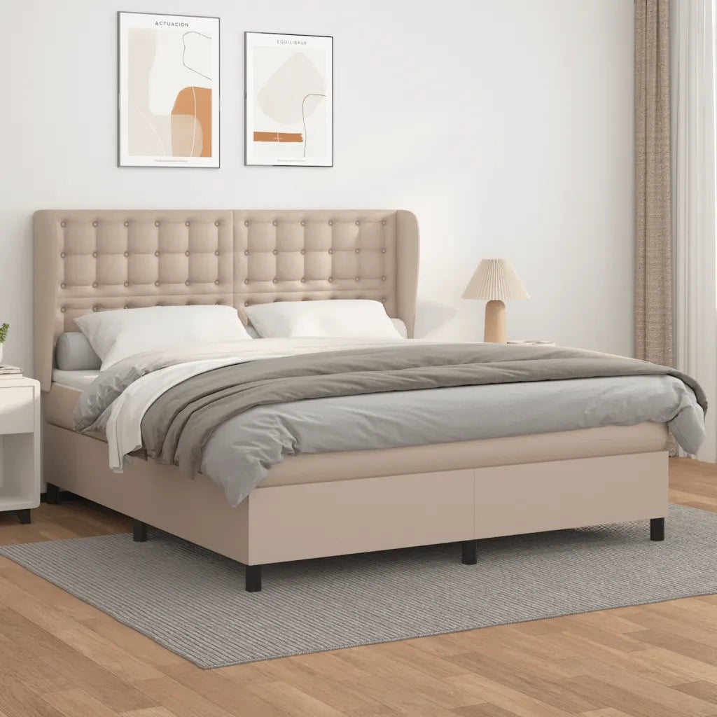 Giroletto a Molle con Materasso Cappuccino 160x200cm Similpelle