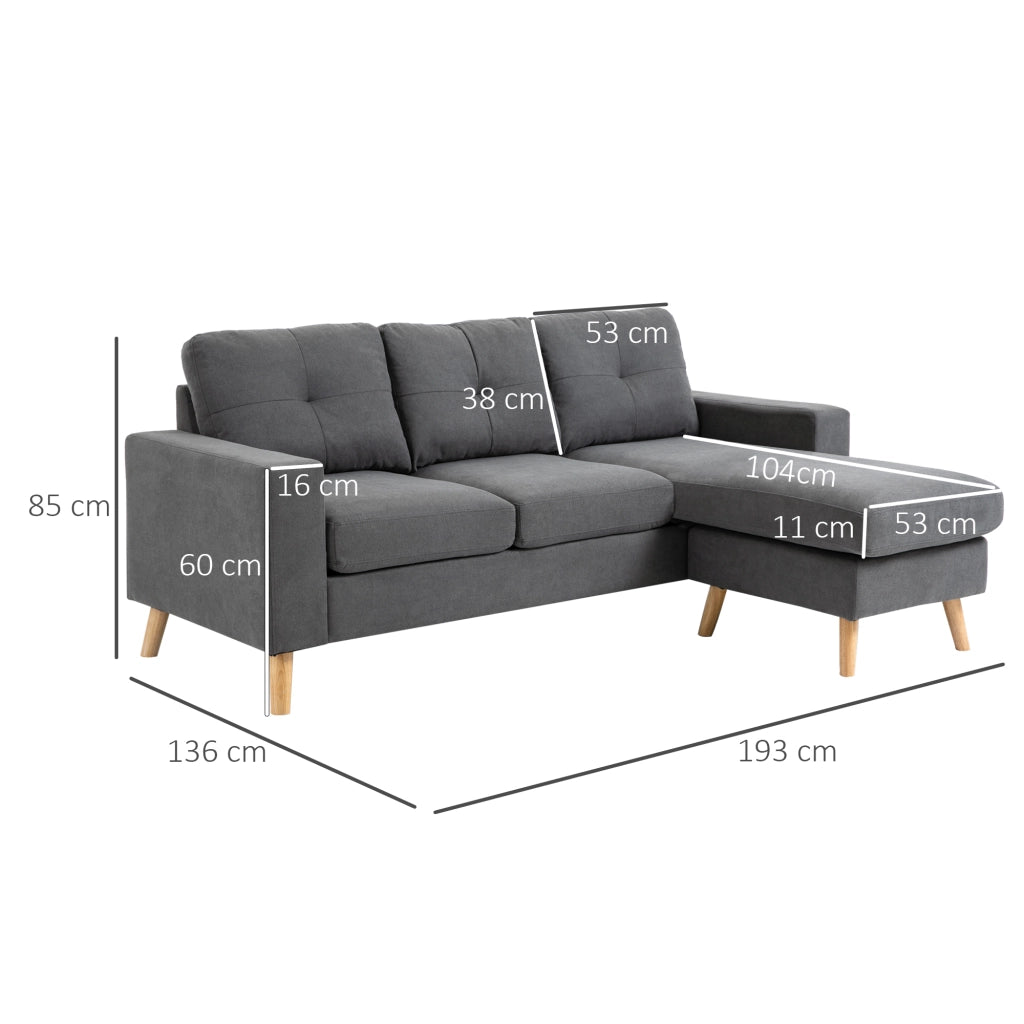 Divano angolare in tessuto ¨C Minimal ¨C grigio