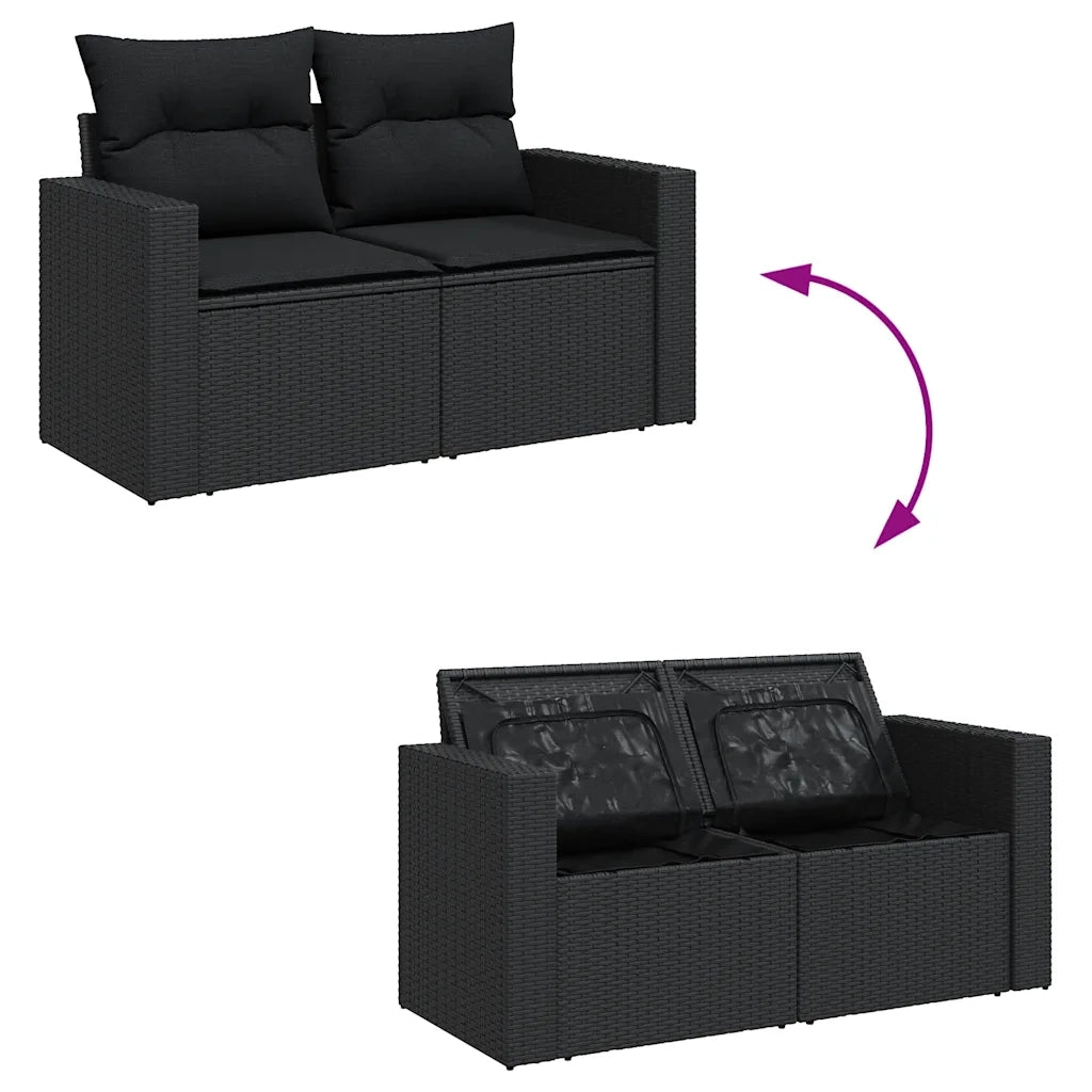 Set Divani da Giardino con Cuscini 7pz Nero Polyrattan 3326326