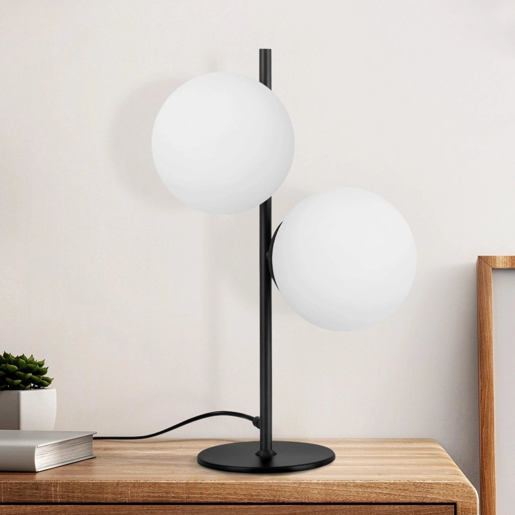 ZMH Lampada da tavolo nera vintage metallo vetro moderno E27 per soggiorno comodino