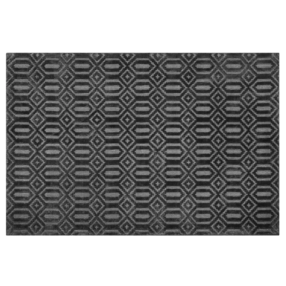 Tappeto Grigio Viscosa 140 x 200 cm Motivo Geometrico Tessuto a Mano Flatweave