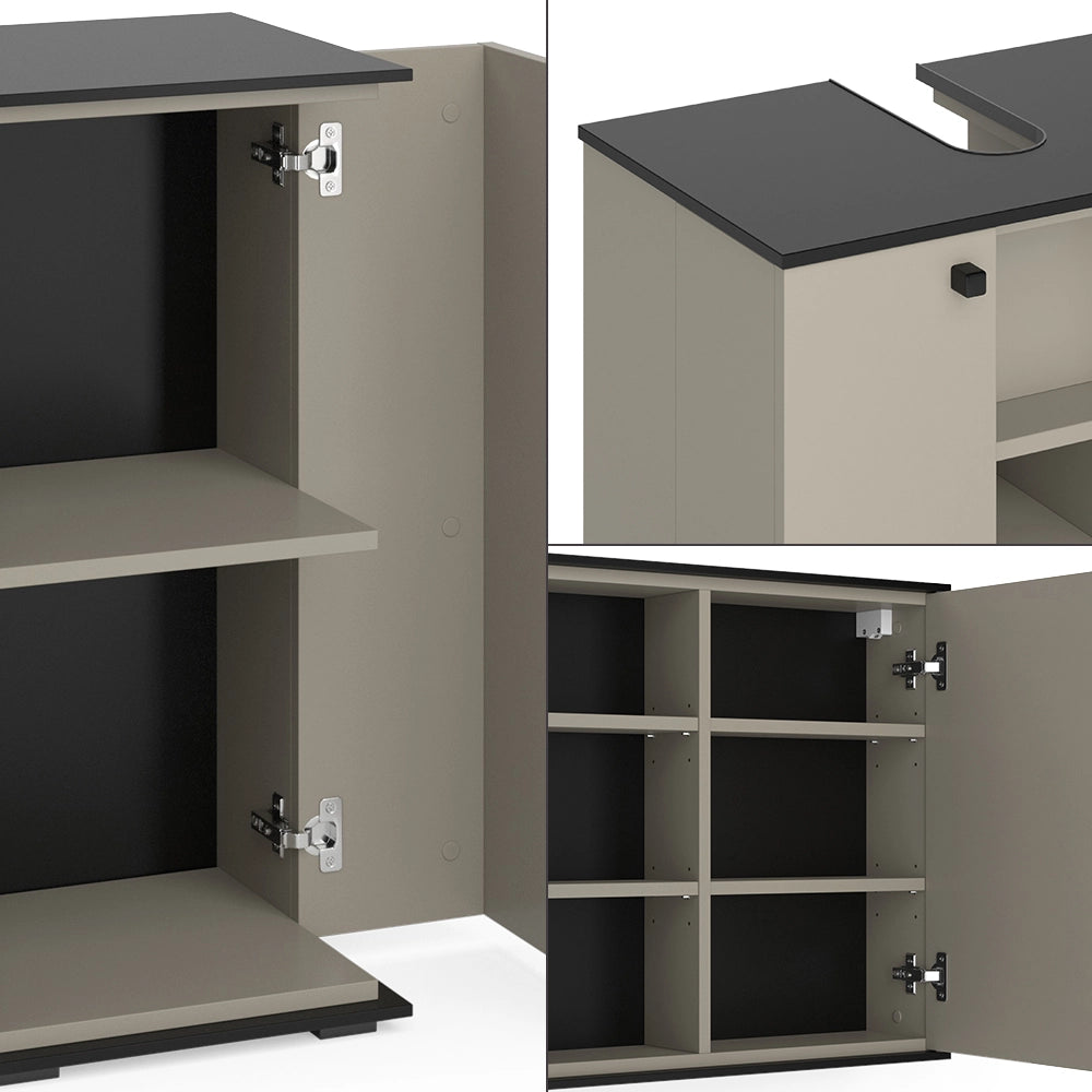 Vicco Set di mobili da bagno Grigio 3 pezzi, con cabinet midi
