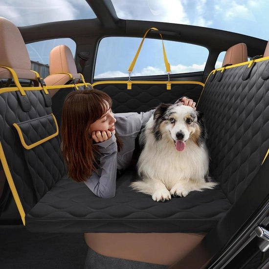 Coperta per Cane per Sedile di Coda con Protezione Lato e Finestra di Visuale - Resistente ai Graffi e Idrorepellente - Nero
