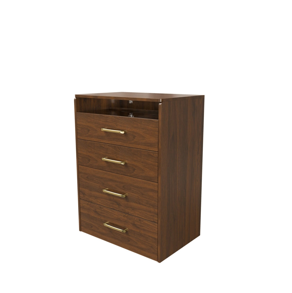Toeletta 3 in 1 con specchio apribile e piano in vetro; MDF; noce