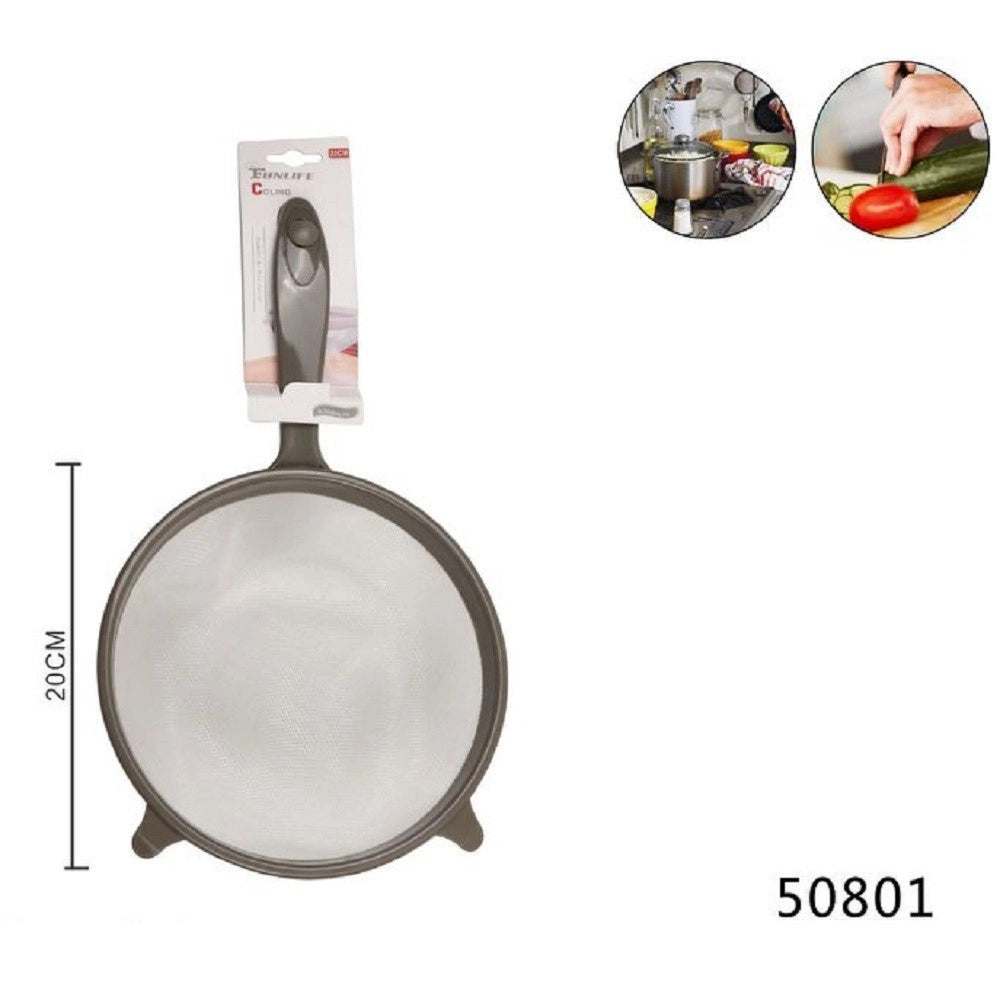 Trade Shop - Colino Setaccio Passino A Rete Con Manico In Plastica Diametro 20cm Cucina 50801 -