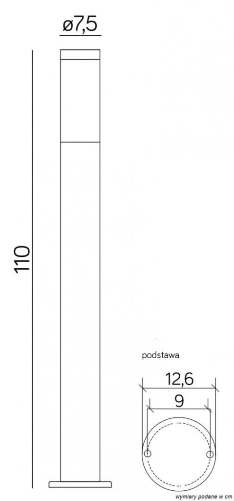 Paletto luce da giardino 110cm E27 nero IP44 SU-MA