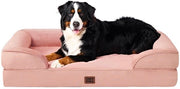 Letto per cani ortopedico per grandi cani, 132 x 104 x 20 cm, cuscino per cani XXL di schiuma espansa, divano per cani lavabile, impermeabile e antiscivolo, panca per cani con bordo alto, rosa
