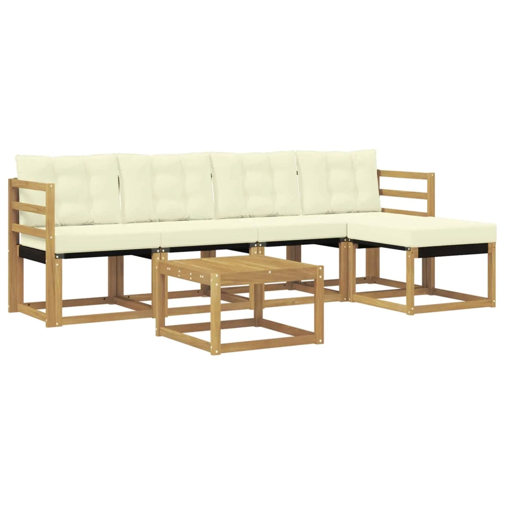Set di divani da esterno con cuscino 6 pcs Bianco e Crema