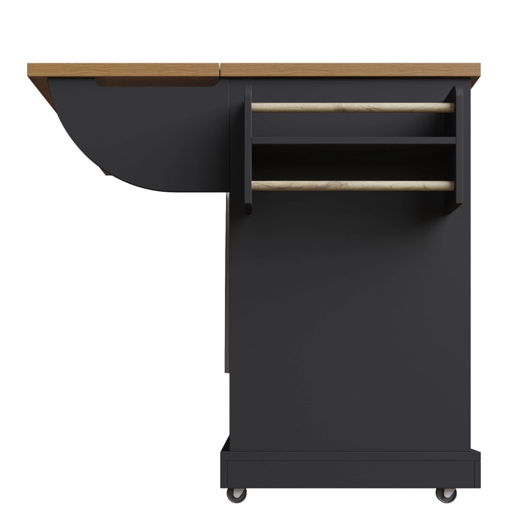 Carrello servitore pieghevole 147x70x93 cm; multifunzionale; in MDF e metallo nero