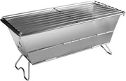 Griglia a carbonella pieghevole - piccola griglia barbecue per tavolo in acciaio inossidabile con supporto per piatto