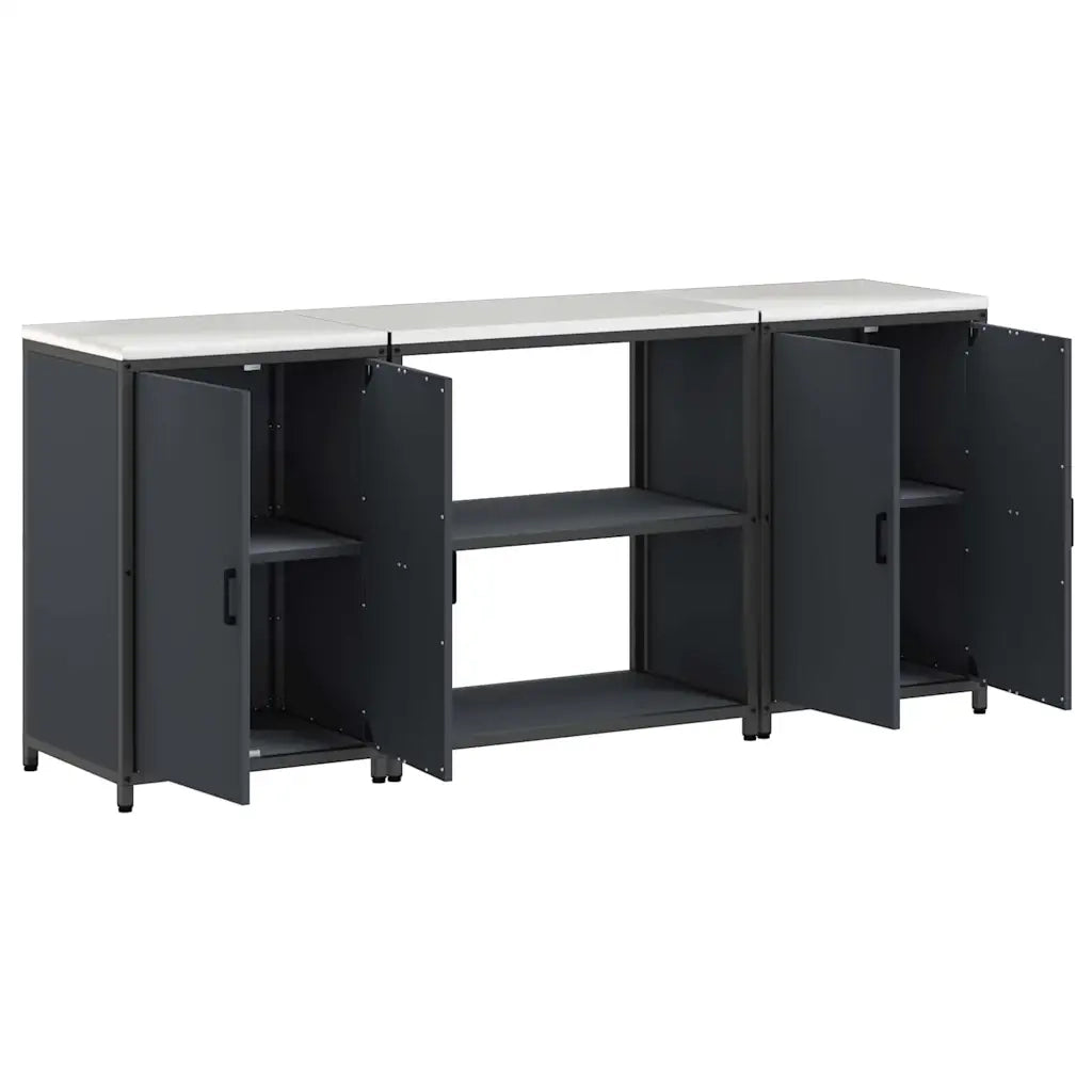 vidaXL Set di Stoccaggio per Cucina 3 pcs Antracite 210 x 50 x 92 cm