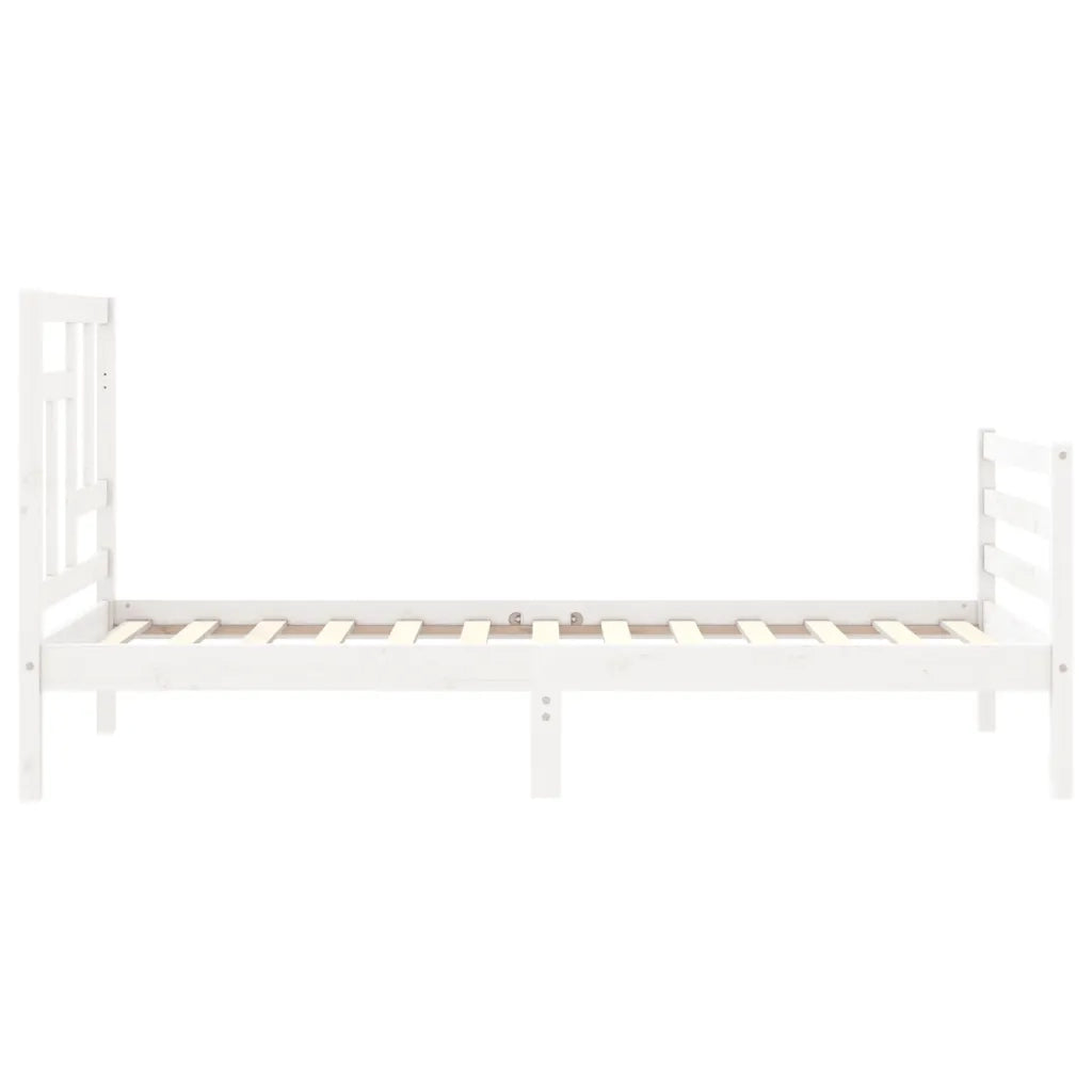 Giroletto con Testiera-Struttura Letto con testiera Bianco 90x200 cm in Legno Massello 634224
