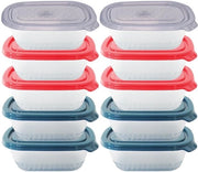 Contenitori alimentari con coperchi (10 contenitori + 10 coperchi) Contenitori in plastica per congelazione, contenitori alimentari BPA-free, contenitori di conservazione per lavastoviglie e forno a microonde (500 ml)