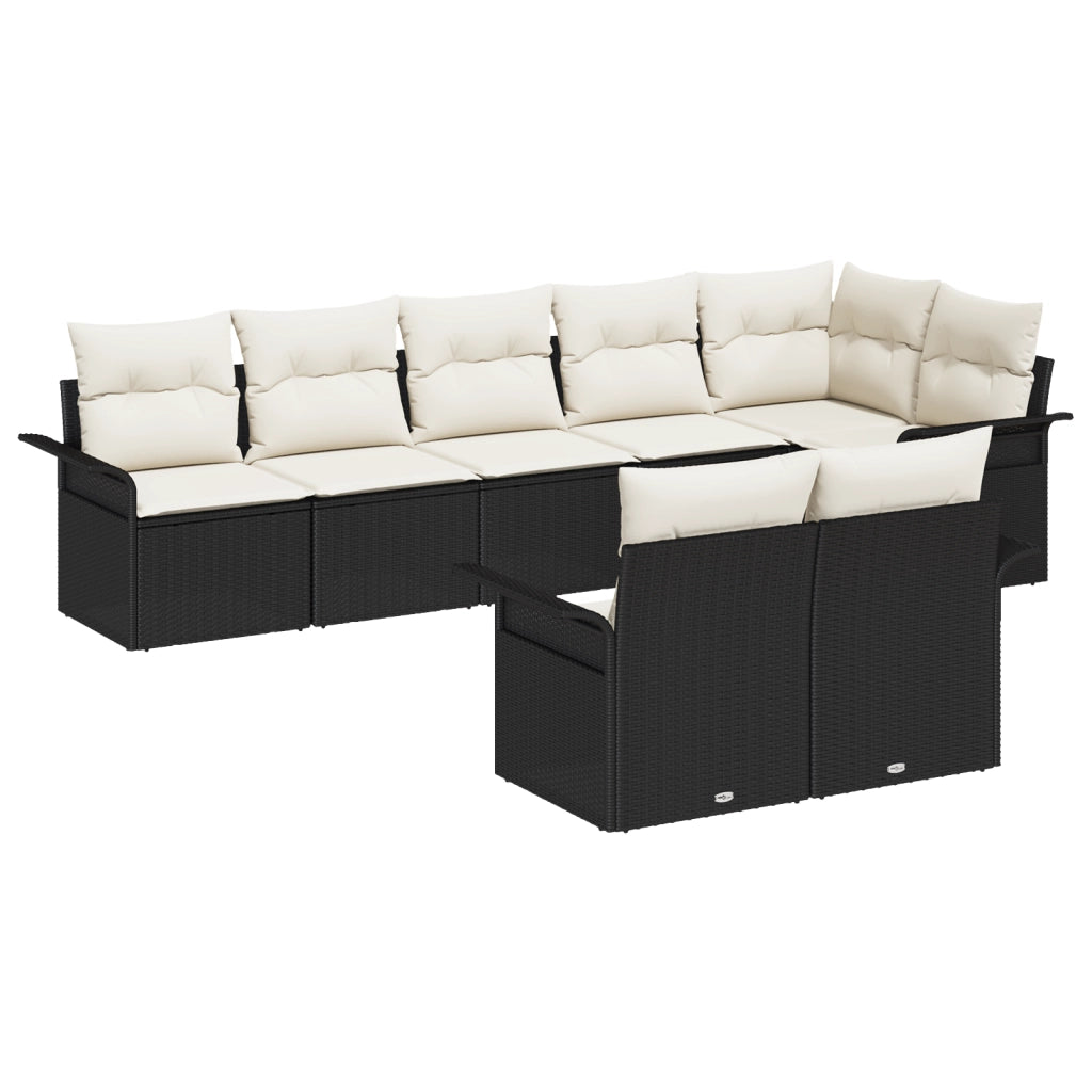 Set di Divani da Giardino 8 Pezzi con Cuscini Nero Rattan Polietilene