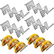 Set di 6 supporti per taco in acciaio inossidabile con maniglie, supporto per taco curvo, supporto per hotdog, piatti da servizio per taco, piatti da servizio per taco truck, supporto per tortilla lavabile in forno a vapore