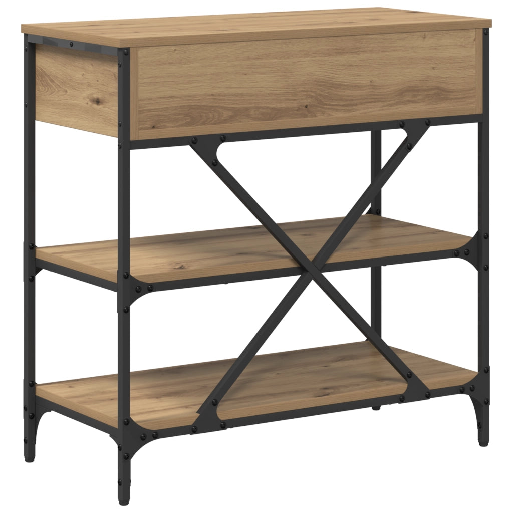 Tavolo Consolle Rovere Artigianale 75x34.5x75 cm Legno ingegnerizzato