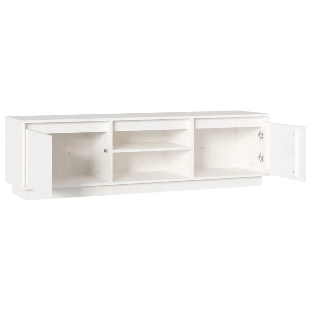 Mobile TV multimediale scaffale TV credenza mobile TV sala da pranzo soggiorno camera da letto 140 x 35 x 40 cm legno di pino massiccio bianco 02_0025925