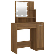 Toeletta | Tavolo da Trucco con LED Rovere Marrone 86,5x35x136 cm