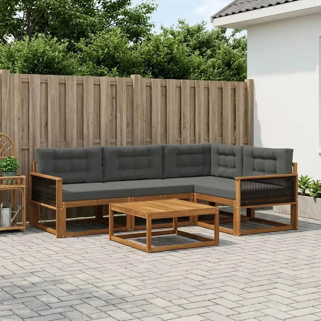 Set di divani da esterno con cuscino 5 pcs Naturale e Antracite 3382545