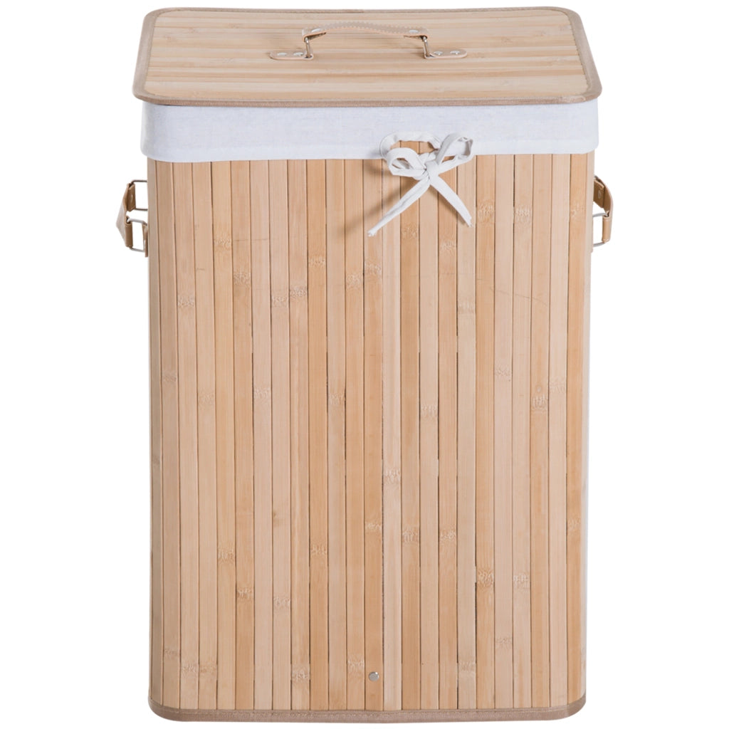 Cestino per il bucato rettangolare con maniglie e coperchio ¨C zephmum ¨C 40x30x60 cm colore naturale