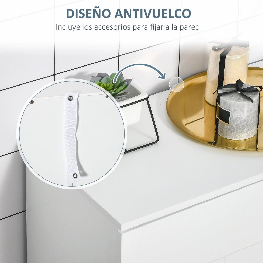Mobile Bagno 2 Ante 2 Ripiani Aggiustabili ¨C zephmum ¨C Bianco 60x30x80 cm