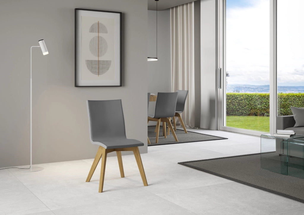 Sedia 52x52x87 cm Trudy gambe quercia in Similpelle Grigio