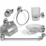 Set Da Bagno 6 Pezzi Cromato vetro accessori bagno moderno Porta Asciugami 52436