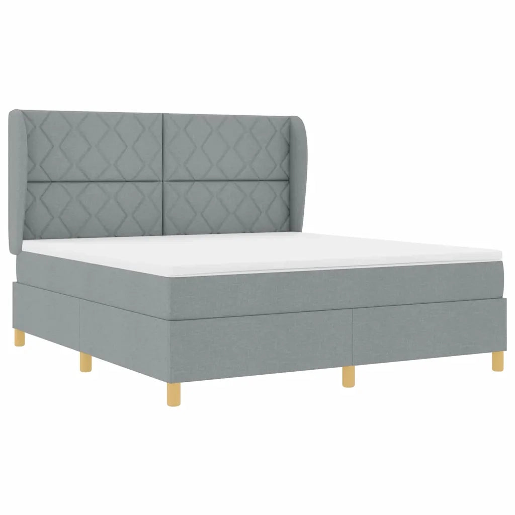 Letto a molle con testiera Grigio chiaro 200 x 180 cm Tessuto 3340830