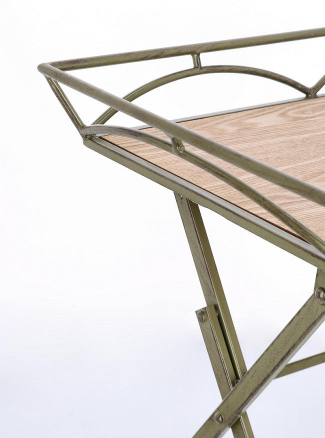 Set 2 Tavolini da Soggiorno 63x40x60 cm in Acciaio Guenda Verde Scuro